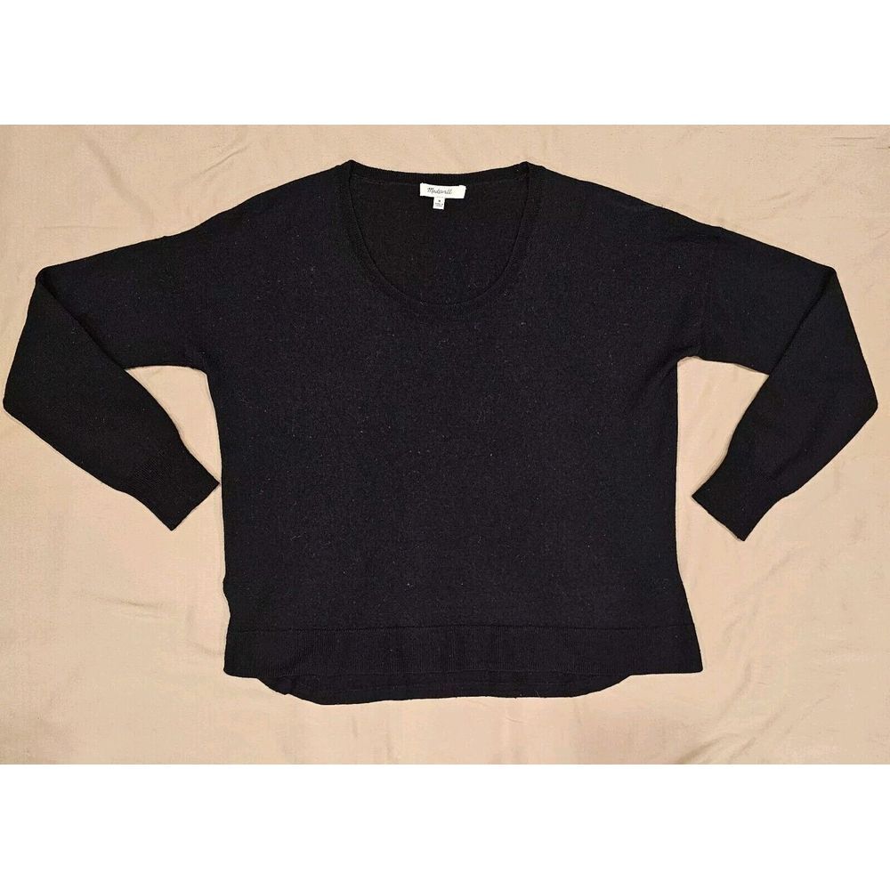 Madewell Sweater Merino Wool Blend Black hi-lo Long Sleeve Women's Medium